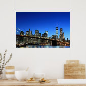 Poster Brooklyn Bridge et Manhattan Skyline (Cuisine)