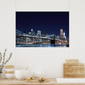 Poster Brooklyn Bridge et Manhattan Skyline la nuit (Cuisine)