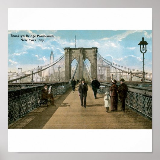 Poster Brooklyn Bridge Promenade, New York (Devant)