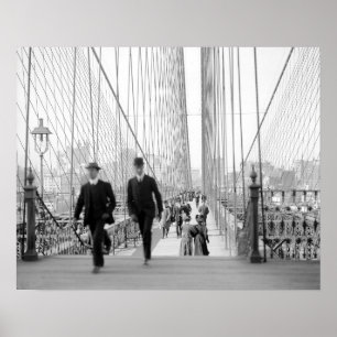 Poster Brooklyn Bridge Walkway, 1905. Photo vintage