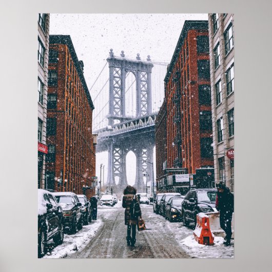 Poster Brooklyn Bridget, New York en Neige (Devant)