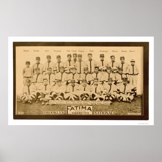 Poster Brooklyn Dodgers Baseball 1913 (Devant)