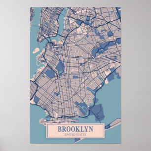 Poster Brooklyn États-Unis Carte de la ville venteuse Voy
