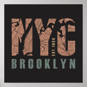 Poster Brooklyn, New York City Map