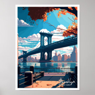 Poster Brooklyn New York Travel Vintage illustration