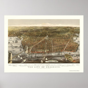 Poster Brooklyn, NY Carte panoramique - 1879