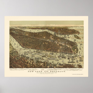 Poster Brooklyn, NY Carte panoramique - 1892