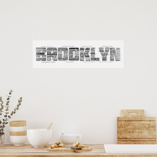 Poster Brooklyn NY Design de typographie (Cuisine)