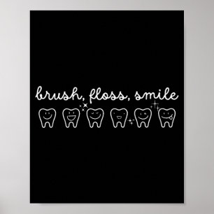 Poster Brosse de hygiéniste dentaire Floss Sourire Dentai