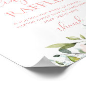 Poster Brosse florale feuillage rose tombole (Coin)