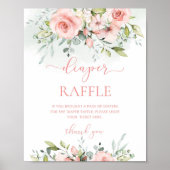 Poster Brosse florale feuillage rose tombole (Devant)