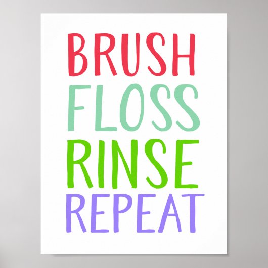 Poster Brosse, Floss, Rince, Répéter (Devant)