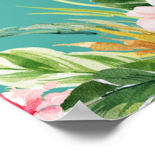 Poster Brosse Script Tropical Floral Beach House (Coin)