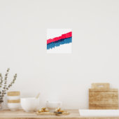 Poster Brosses modernes rouge bleu d'eau rayures (Cuisine)