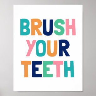 Poster Brossez Vos Dents, Décor Salle De Bains Pour Enfan