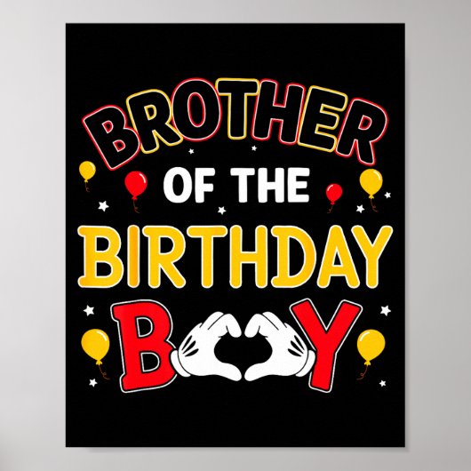 Poster Brother Of The Birthday Boy Matching Family Birthd (Devant)