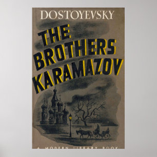 Poster Brothers Karamazov Dostoevsky livre vintage c