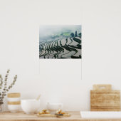 Poster Brouillard matinal au-dessus des champs de riz (Cuisine)