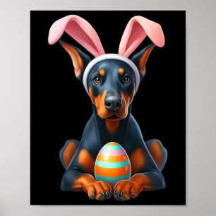 Poster Brouillard mignon Doberman Pinscher Chien Pâques H
