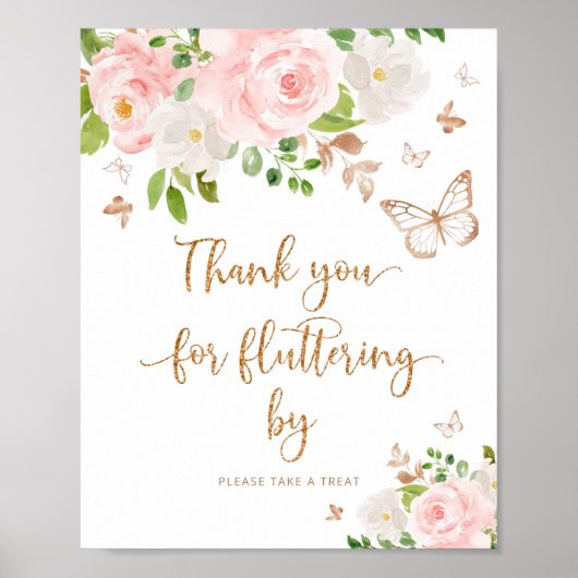 Poster Brouille Merci papillon en or pour flutter par (Devant)