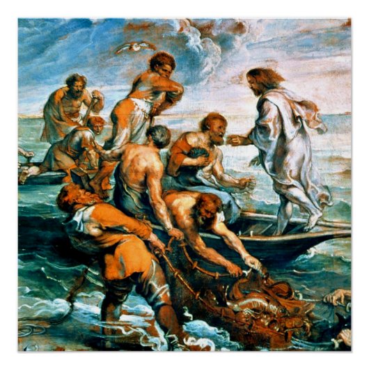 Poster Brouillon Miraculeux de poissons (Devant)