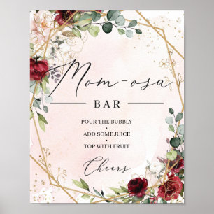 Poster Broussette bordeaux cadre or floral maman-osa sign