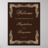 Poster Brown and Cream Vintage Baroque Wedding Welcome (Devant)