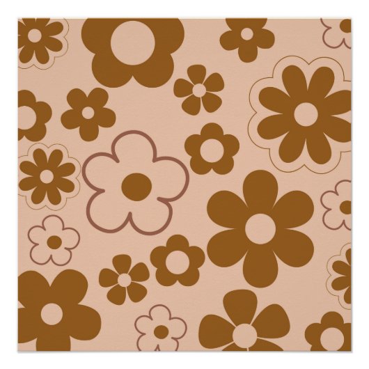 Poster Brown Automne Retro Y2K Hippie Fleur brillant Post (Devant)
