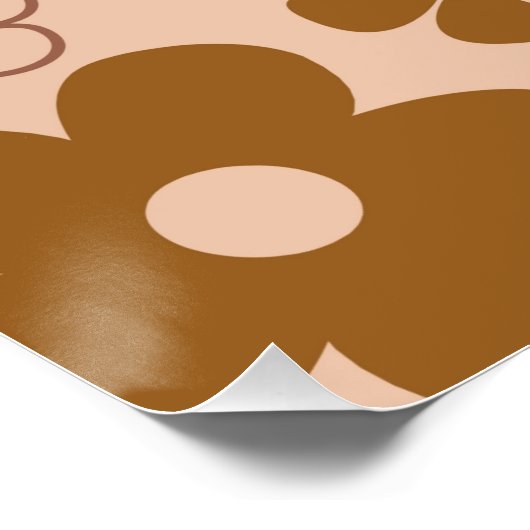 Poster Brown Automne Retro Y2K Hippie Fleur brillant Post (Coin)