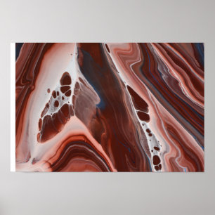 Poster Brown Blue Fluid art Pierre Géode Agate peinture
