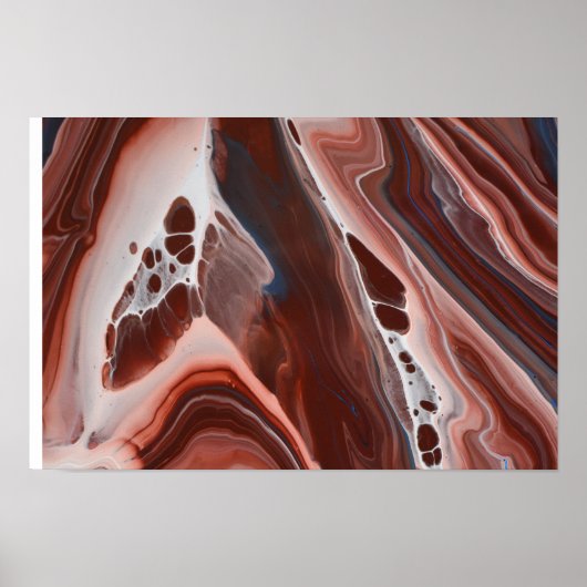 Poster Brown Blue Fluid art Pierre Géode Agate peinture (Devant)