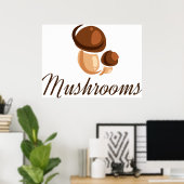 Poster Brown Champignons Whimssical Nature Nourriture (Bureau à domicile)