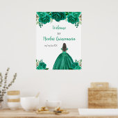 Poster Brown Cheveux Princesse Green Quinceanera Bienvenu (Cuisine)