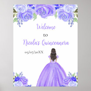Poster Brown Cheveux Princesse pourpre Quinceanera Bienve