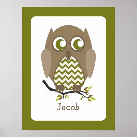 Poster Brown Chevron Owl Infirmière personnalisée (Devant)