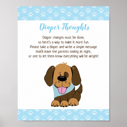Poster Brown Chien Chien Baby shower Dehors Pensées Jeu (Devant)