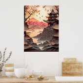 Poster Brown coupé en papier de scène chinois anci (Cuisine)