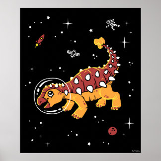Poster Brown Et Tan Ankylosaurus Dinos Dans L'Espace