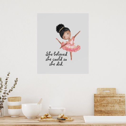Poster Brown fille Ballerina avec devis (Cuisine)