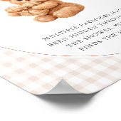 Poster Brown Gingham Teddy Bear Neutral Baby Shower Paper (Coin)