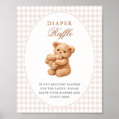 Poster Brown Gingham Teddy Bear Neutral Baby Shower Paper (Devant)