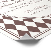 Poster Brown Harlequin Checkered Wedding Favors Sign (Coin)