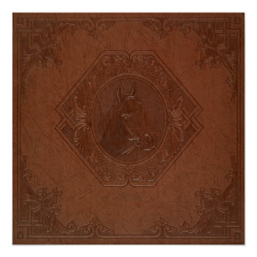 Poster Brown leather horse head vintage frame (Devant)