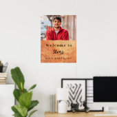 Poster Brown mur en terre cuite photo anniversaire bienve (Bureau à domicile)