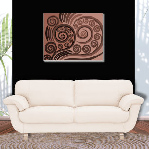 Poster Brown naturel Stylisé Fern Frond Curs