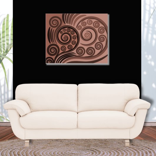 Poster Brown naturel Stylisé Fern Frond Curs