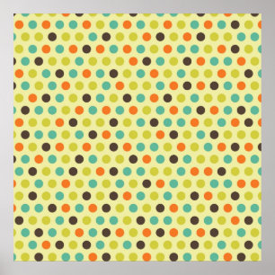 Poster Brown, orange, Turquoise et vert jaune Pois