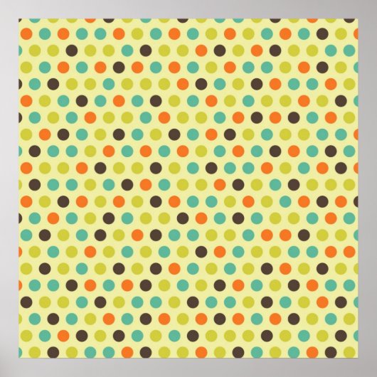 Poster Brown, orange, Turquoise et vert jaune Pois (Devant)