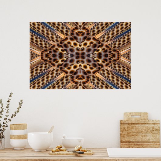 Poster Brown pheasant feather kaleidoscope (Cuisine)