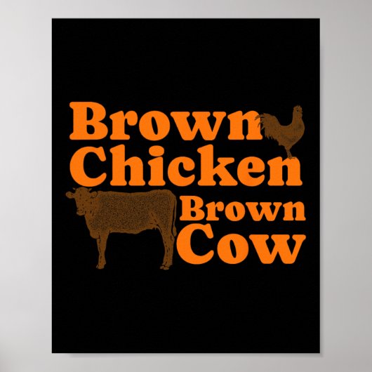 Poster Brown poulet Vache Brown Retro Musique Bow Chicka  (Devant)